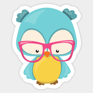 Hipster Owl, Owl With Glasses, Cute Owl Sticker